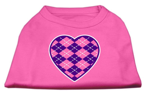 Argyle Heart Purple Screen Print Shirt Bright Pink XS (8)