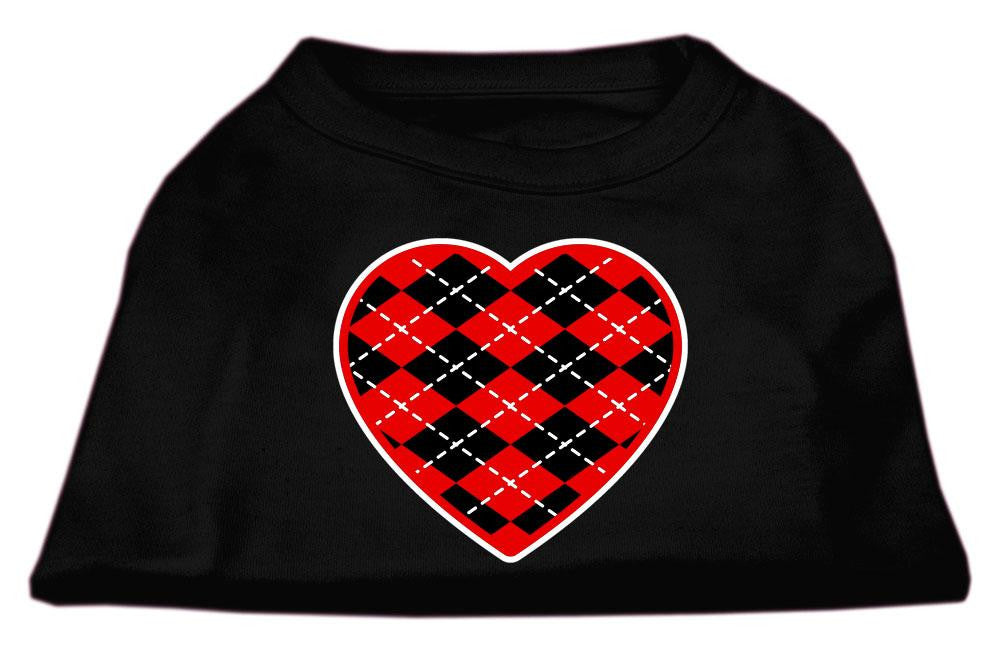 Argyle Heart Red Screen Print Shirt Black Lg (14)