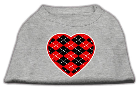 Argyle Heart Red Screen Print Shirt Grey Med (12)