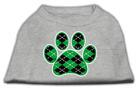 Argyle Paw Green Screen Print Shirt Grey Lg (14)