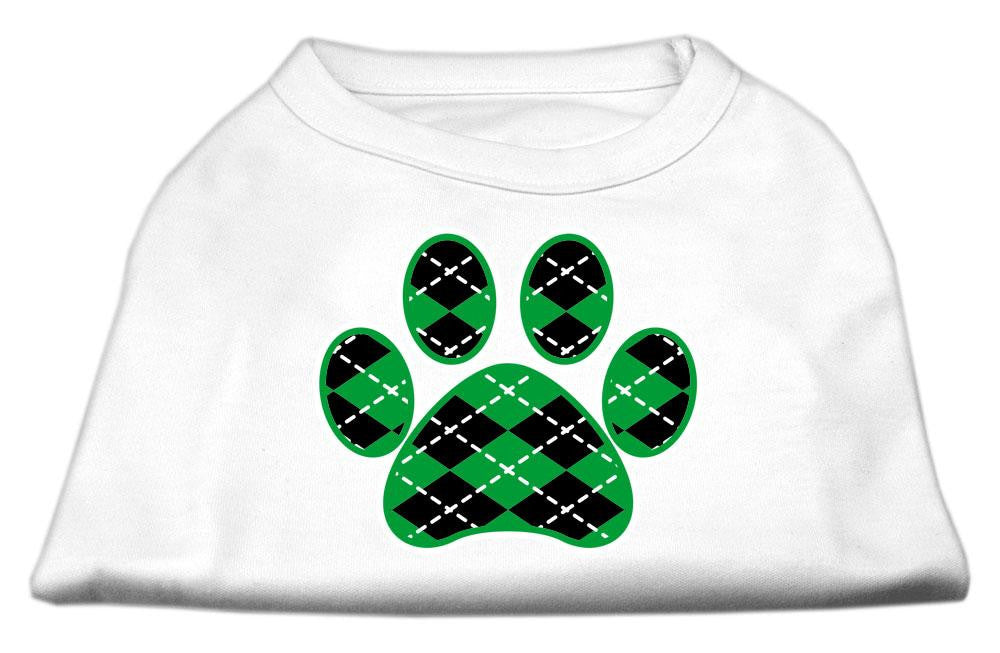 Argyle Paw Green Screen Print Shirt White XS (8)