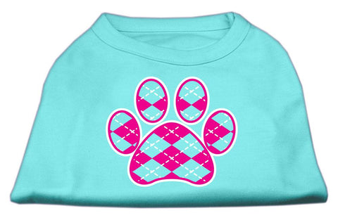 Argyle Paw Pink Screen Print Shirt Aqua Med (12)