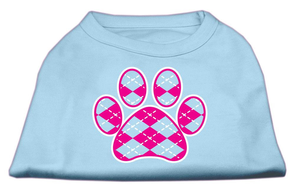 Argyle Paw Pink Screen Print Shirt Baby Blue XL (16)