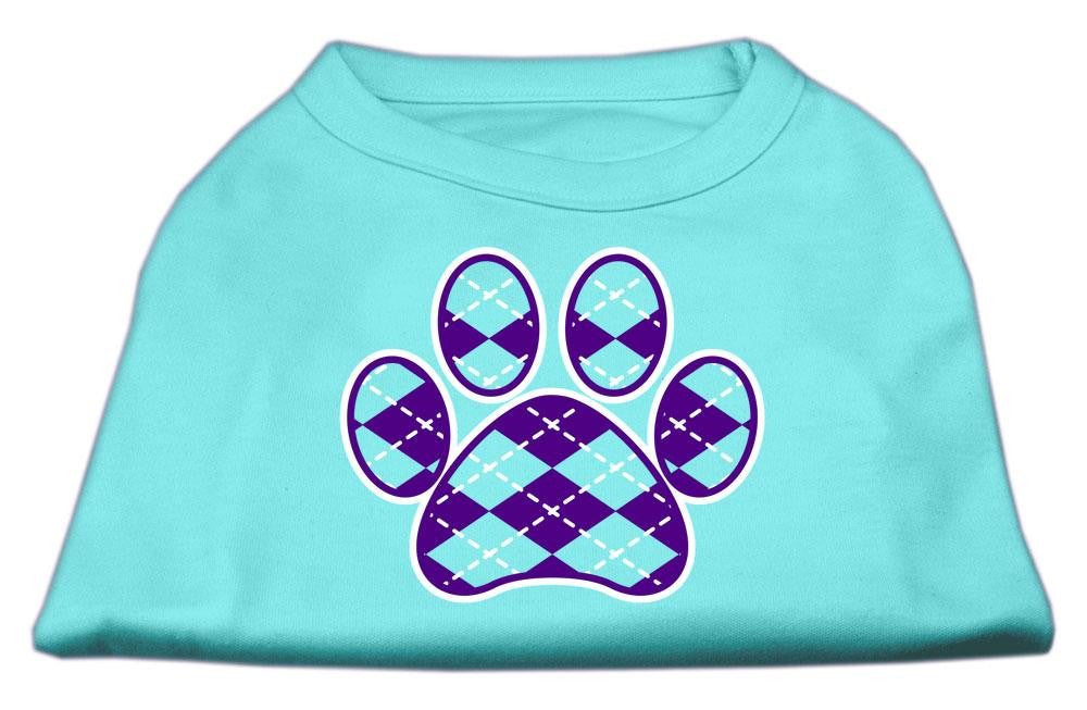 Argyle Paw Purple Screen Print Shirt Aqua XS (8)