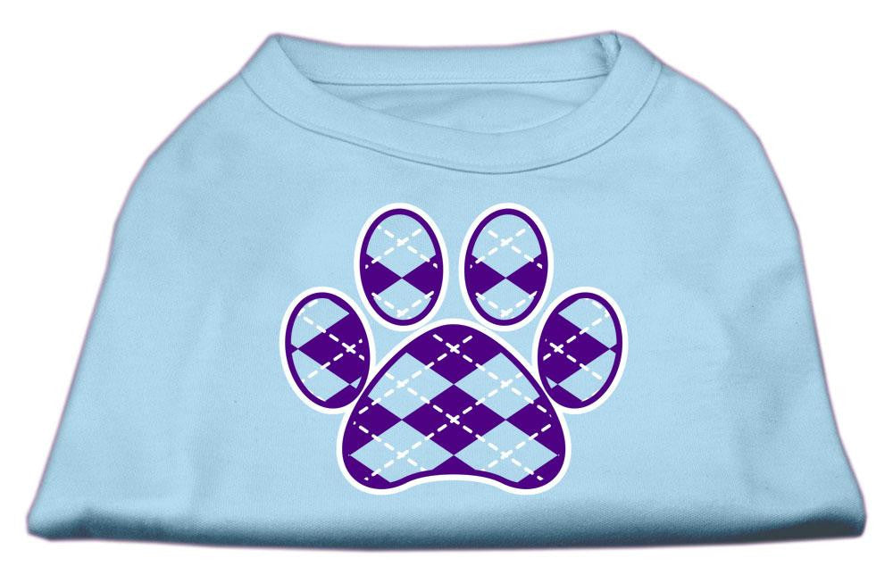 Argyle Paw Purple Screen Print Shirt Baby Blue XS (8)