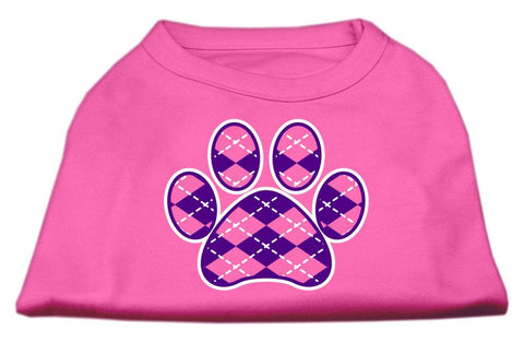 Argyle Paw Purple Screen Print Shirt Bright Pink XS (8)