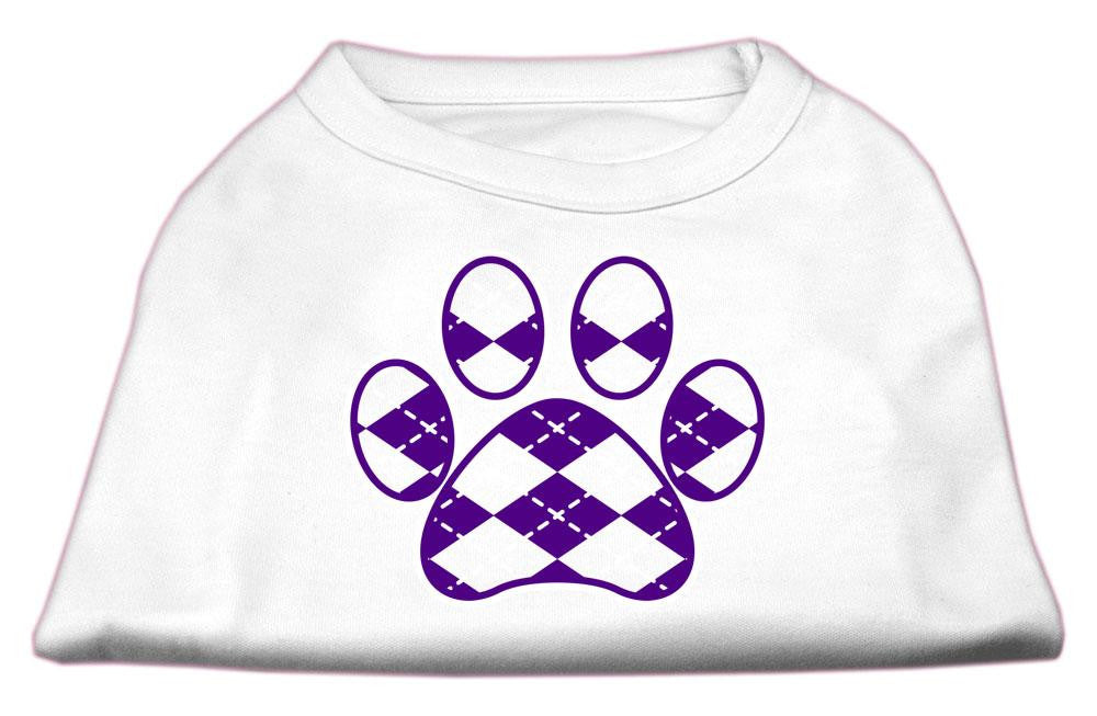 Argyle Paw Purple Screen Print Shirt White XXL (18)