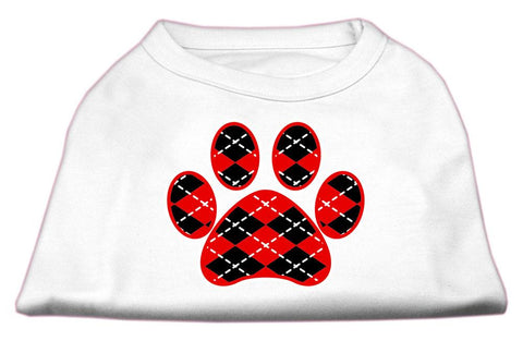 Argyle Paw Red Screen Print Shirt White XXXL(20)