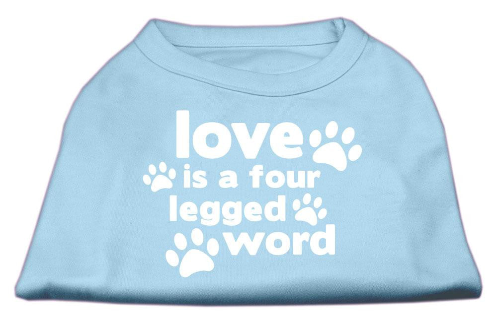 Love is a Four Leg Word Screen Print Shirt Baby Blue Lg (14)