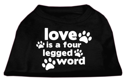 Love is a Four Leg Word Screen Print Shirt Black Lg (14)