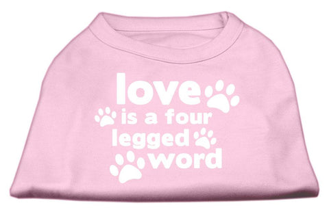 Love is a Four Leg Word Screen Print Shirt Light Pink XS (8)