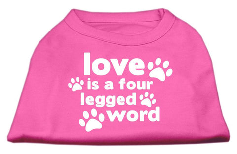 Love is a Four Leg Word Screen Print Shirt Bright Pink XXL (18)