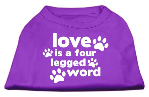 Love is a Four Leg Word Screen Print Shirt Purple XXL (18)