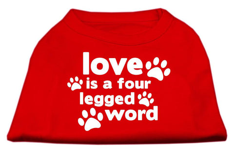 Love is a Four Leg Word Screen Print Shirt Red XXL (18)