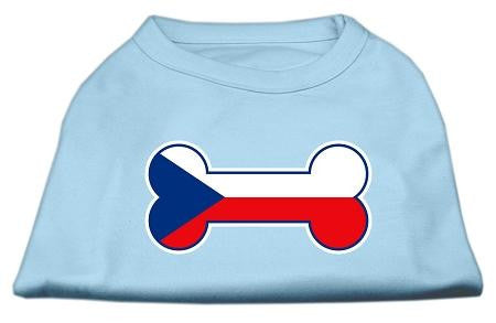 Bone Shaped Czech Republic Flag Screen Print Shirts Baby Blue XS (8)