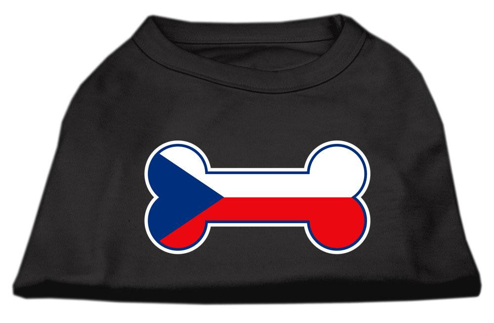 Bone Shaped Czech Republic Flag Screen Print Shirts Black XXXL(20)