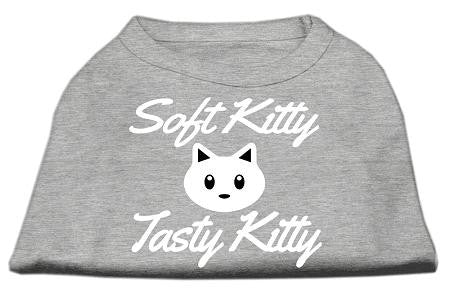 Softy Kitty, Tasty Kitty Screen Print Dog Shirt Grey Lg (14)