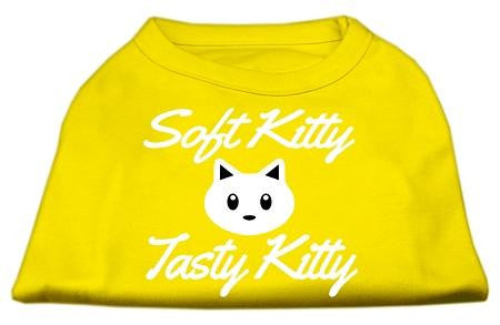 Softy Kitty, Tasty Kitty Screen Print Dog Shirt Yellow Lg (14)