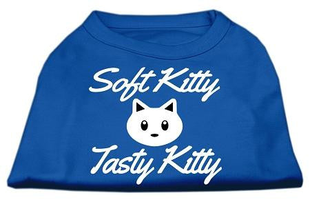 Softy Kitty, Tasty Kitty Screen Print Dog Shirt Blue Sm (10)