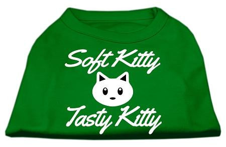 Softy Kitty, Tasty Kitty Screen Print Dog Shirt Emerald Green Sm (10)