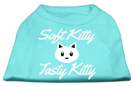 Softy Kitty, Tasty Kitty Screen Print Dog Shirt Aqua XL (16)