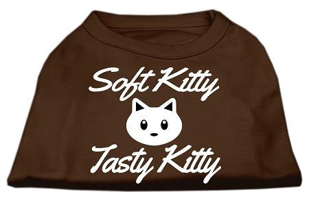 Softy Kitty, Tasty Kitty Screen Print Dog Shirt Brown XS (8)