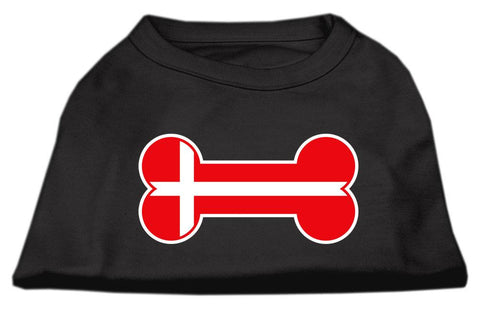 Bone Shaped Denmark Flag Screen Print Shirts Black XS (8)