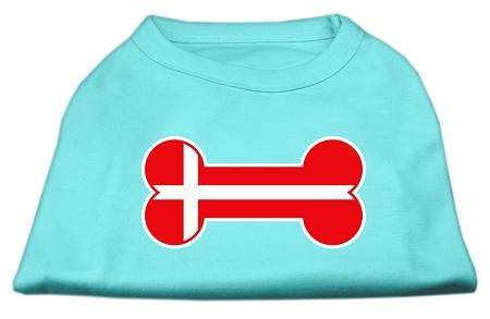 Bone Shaped Denmark Flag Screen Print Shirts Aqua XXL (18)