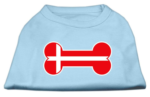 Bone Shaped Denmark Flag Screen Print Shirts Baby Blue XXL (18)