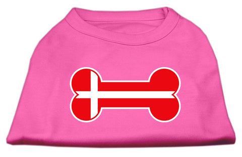 Bone Shaped Denmark Flag Screen Print Shirts Bright Pink XXL (18)