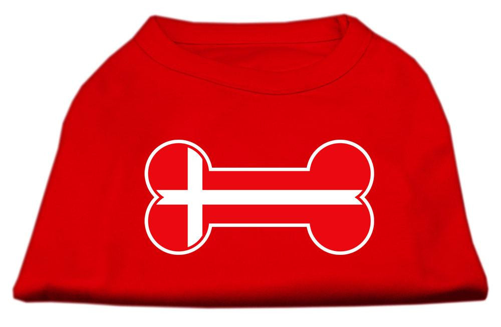 Bone Shaped Denmark Flag Screen Print Shirts Red XXL (18)