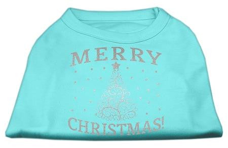 Shimmer Christmas Tree Pet Shirt Aqua XL (16)