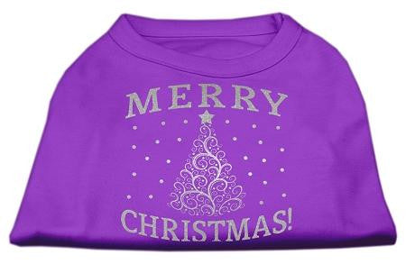 Shimmer Christmas Tree Pet Shirt Purple XL (16)