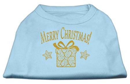 Golden Christmas Present Dog Shirt Baby Blue Lg (14)