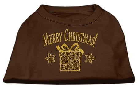 Golden Christmas Present Dog Shirt Brown Sm (10)