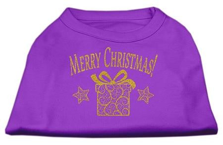 Golden Christmas Present Dog Shirt Purple XXL (18)