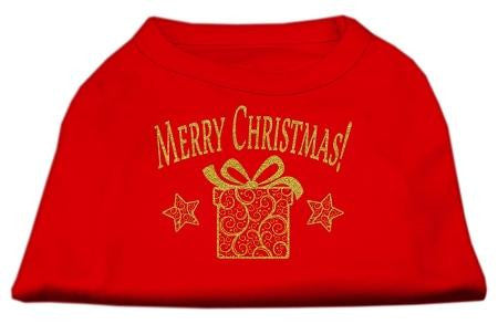 Golden Christmas Present Dog Shirt Red XXL (18)