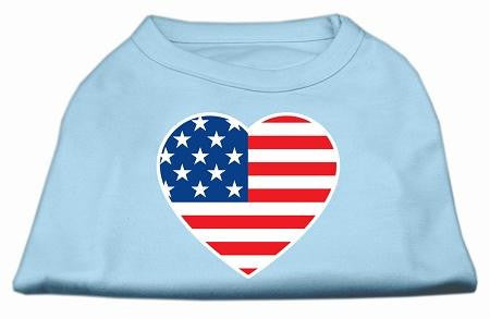 American Flag Heart Screen Print Shirt Baby Blue Lg (14)