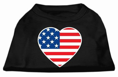 American Flag Heart Screen Print Shirt Black  Lg (14)