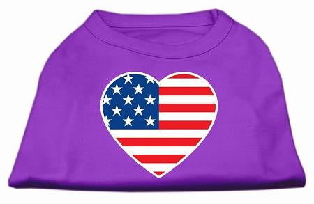 American Flag Heart Screen Print Shirt Purple Lg (14)