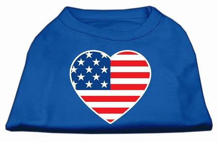 American Flag Heart Screen Print Shirt Blue XL (16)