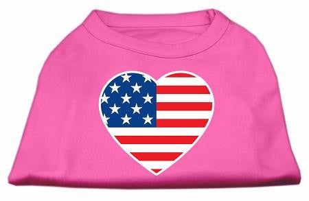 American Flag Heart Screen Print Shirt Bright Pink XL (16)