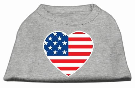 American Flag Heart Screen Print Shirt Grey XS (8)