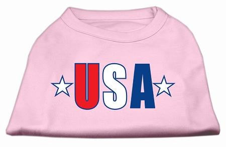 USA Star Screen Print Shirt Light Pink XS (8)