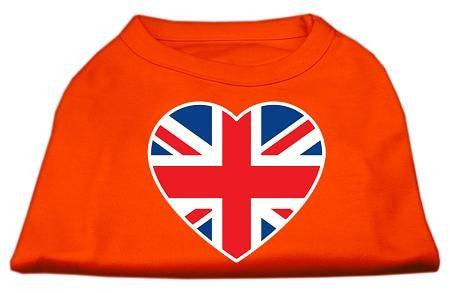 British Flag Heart Screen Print Shirt Orange Lg (14)