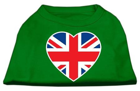 British Flag Heart Screen Print Shirt Green Sm (10)