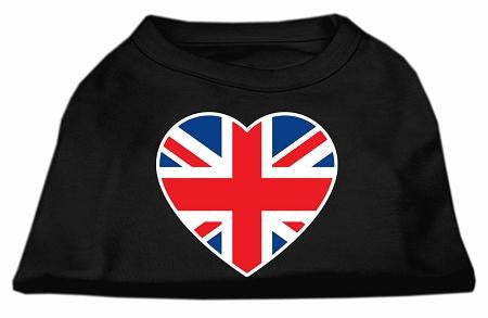 British Flag Heart Screen Print Shirt Black  XS (8)