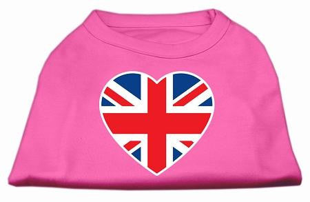 British Flag Heart Screen Print Shirt Bright Pink XXL (18)