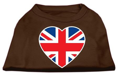 British Flag Heart Screen Print Shirt Brown XXXL (20)