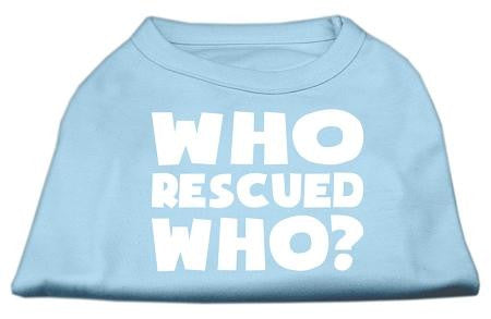 Who Rescued Who Screen Print Shirt Baby Blue Lg (14)